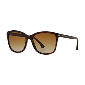 Emporio Square Sunglasses EA4060 in brown tortoiseshell acetate frame with gradient brown lenses and gold logo detail