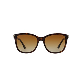 Emporio Square Sunglasses EA4060 in brown tortoiseshell acetate frame with gradient brown lenses and gold-tone temple detail