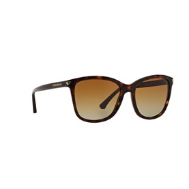 Emporio Square Sunglasses EA4060 in brown tortoiseshell acetate frame with gradient brown lenses and gold eagle logo detail