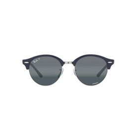 Ray-Ban Round Sunglasses RB4246 in blue acetate with full rim mirrored lenses and silver bridge detail