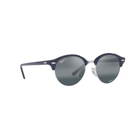 Ray-Ban Round Sunglasses RB4246 in blue acetate with silver full rim, mirrored lenses, and browline detailing