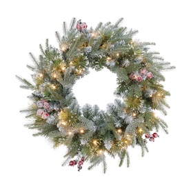 Pre-Lit Berry Spray Wreath 24"