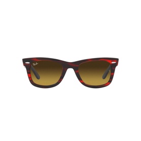 Ray-Ban Square Sunglasses RB2140 in red and brown striped acetate frame with gradient brown lenses, full rim style