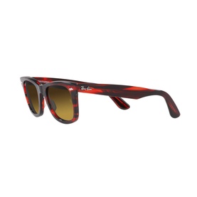 Ray-Ban Square Sunglasses RB2140 in red tortoise acetate, full rim frame, angled side view showing brown gradient lenses