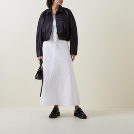Button Satin Short Bomber Jacket