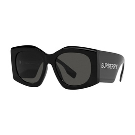 Burberry Irregular Sunglasses BE4388U in black acetate with oversized square frames, dark lenses and white logo on temple arms