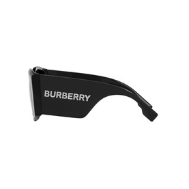 Burberry Irregular Sunglasses BE4388U in black acetate, side profile view showing bold frame and logo-engraved temple arm