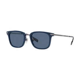 Burberry Square Sunglasses BE4395 in blue with injected frame, square silhouette, gunmetal temples, and blue lenses