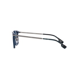 Burberry Square Sunglasses BE4395 in blue with silver-tone metal temples, shown from the side angle