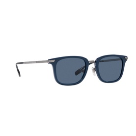 Burberry Square Sunglasses BE4395 in blue with square injected frames, gunmetal temples, and blue tinted lenses