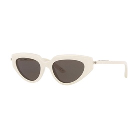 Balenciaga Cat Eye Sunglasses 6E000232 in white acetate, full rim frame with dark grey lenses, angled view