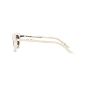Balenciaga Cat Eye Sunglasses in white acetate, full rim frame, side profile view showing temple arm with branding