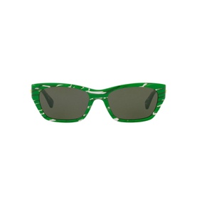 Bottega Veneta Rectangle Sunglasses in green marbled acetate with full rim frames and dark green lenses