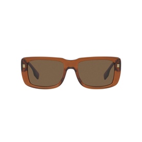 Burberry Rectangle Sunglasses BE4376U in brown acetate with full rim frame, brown lenses and gold temple detail