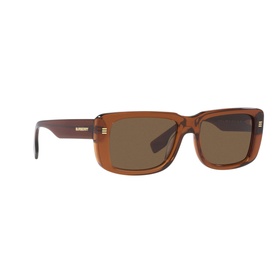 Burberry Rectangle Sunglasses BE4376U in brown acetate, full rim frame with gold logo detail on temple, brown lenses