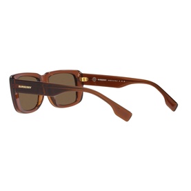Burberry Rectangle Sunglasses BE4376U in brown acetate, full rim frame, rear three-quarter angle showing gold-tone temple detail