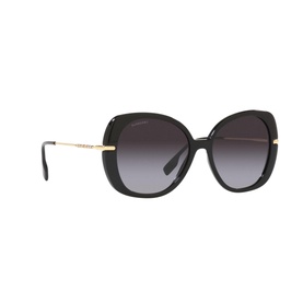Burberry Square Sunglasses BE4374 in black acetate with full rim frame, gradient grey lenses and gold-tone temple arms
