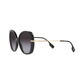 Burberry Square Sunglasses BE4374 in black acetate with oversized frame, gradient grey lenses and gold-tone temple detail