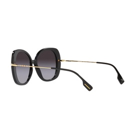 Burberry Square Sunglasses BE4374 in black acetate with full rim, gradient grey lenses and gold-tone temple bar, angled rear view