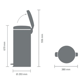 NewIcon Pedal Bin, 30L - Matt Black