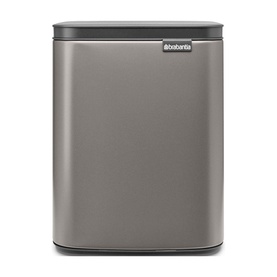 Brabantia Bo Waste Bin 7L in Platinum silver, rectangular with soft-close lid, compact freestanding design