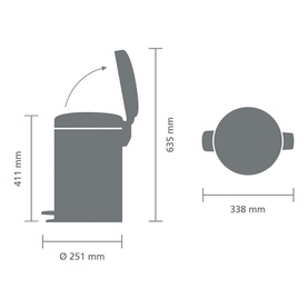 NewIcon Pedal Bin, 12L - Matt Black