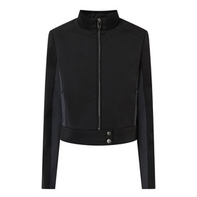 Diesel Gauri Short Wool-Blend Zip-Through Jacket in black with stand-up collar, zip fastening, and ribbed hem