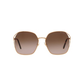 Miu Miu Irregular Sunglasses MU 52WS in gold metal full-rim frame with brown gradient lenses, front view