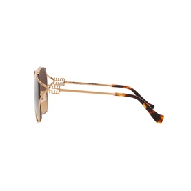 Miu Miu Irregular Sunglasses MU 52WS in gold metal frame, side profile view showing tortoiseshell temples and geometric arm detail
