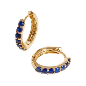Fine 14kt Gold Blue Sapphire Huggies