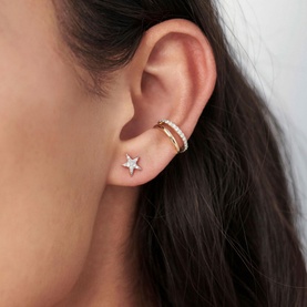 Fine 14kt Gold Diamond Star Stud Earrings
