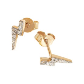 Fine 14kt Gold Diamond Lightning Stud Earrings