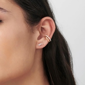 Fine 14kt Gold Diamond Lightning Stud Earrings