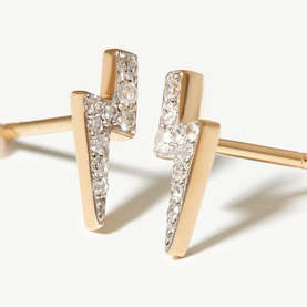 Fine 14kt Gold Diamond Lightning Stud Earrings