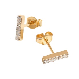 Fine 14kt Gold Diamond Bar Stud Earrings