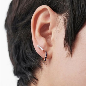 Fine 14kt Gold Diamond Bar Stud Earrings