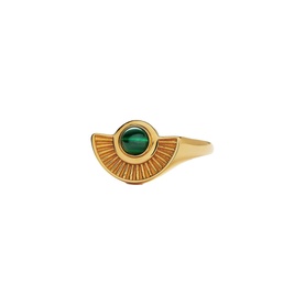 Zenyu 18kt Gold-Plated Ridge Fan Gemstone Ring