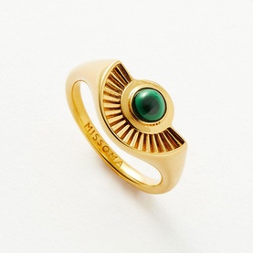 Zenyu 18kt Gold-Plated Ridge Fan Gemstone Ring