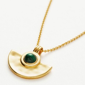 Zenyu 18kt Gold-Plated Gemstone Fan Pendant Necklace
