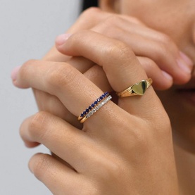 Fine 14kt Gold Half Blue Sapphire Eternity Ring