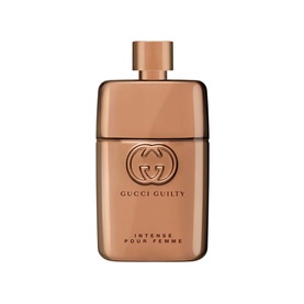 Gucci Guilty For Her Eau de Parfum Intense 90ml, rose-gold flacon with interlocking GG logo emblem