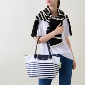 Le Pliage Marine Striped Tote Bag