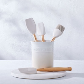 Stoneware Utensil Jar & Set of Four Craft Spatulas
