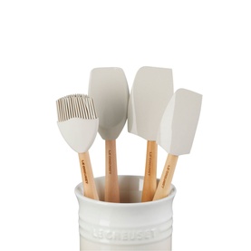 Stoneware Utensil Jar & Set of Four Craft Spatulas