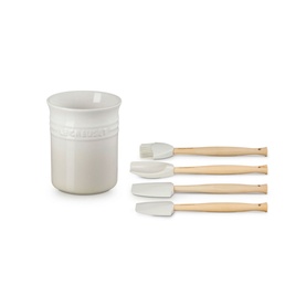 Stoneware Utensil Jar & Set of Four Craft Spatulas