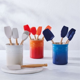 Stoneware Utensil Jar & Set of Four Craft Spatulas
