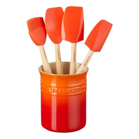 Stoneware Utensil Jar & Set of Four Craft Spatulas