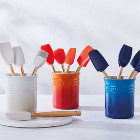 Stoneware Utensil Jar & Set of Four Craft Spatulas