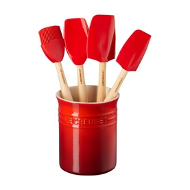 Stoneware Utensil Jar & Set of Four Craft Spatulas