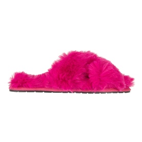 Fluffy Cross-Strap Slider Slippers